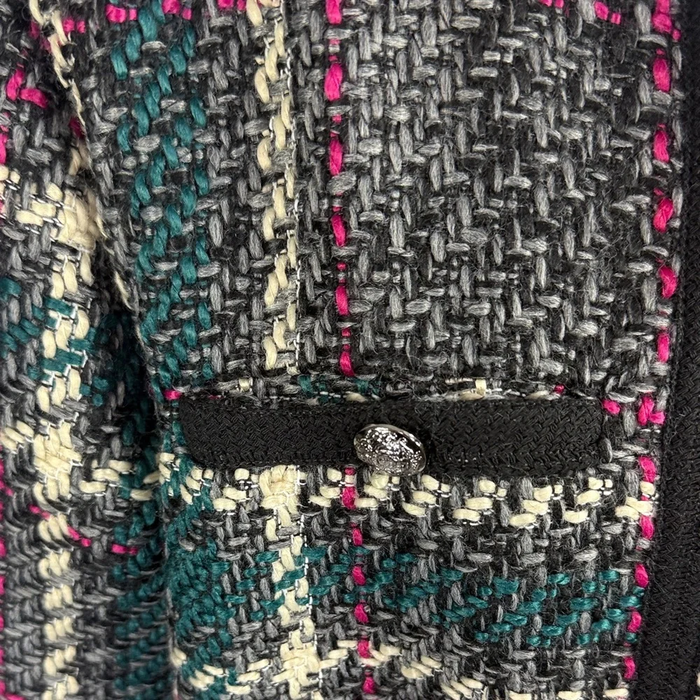ANTHROPOLOGIE PLAID TWEED BLAZER JACKET L - Picture 6 of 11